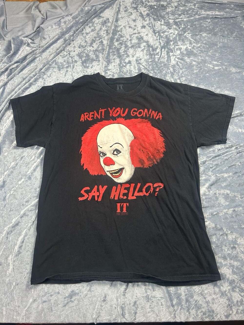 IT The Movie 'Aren't You Gonna Say Hello?' Pennywise T-Shirt Size L